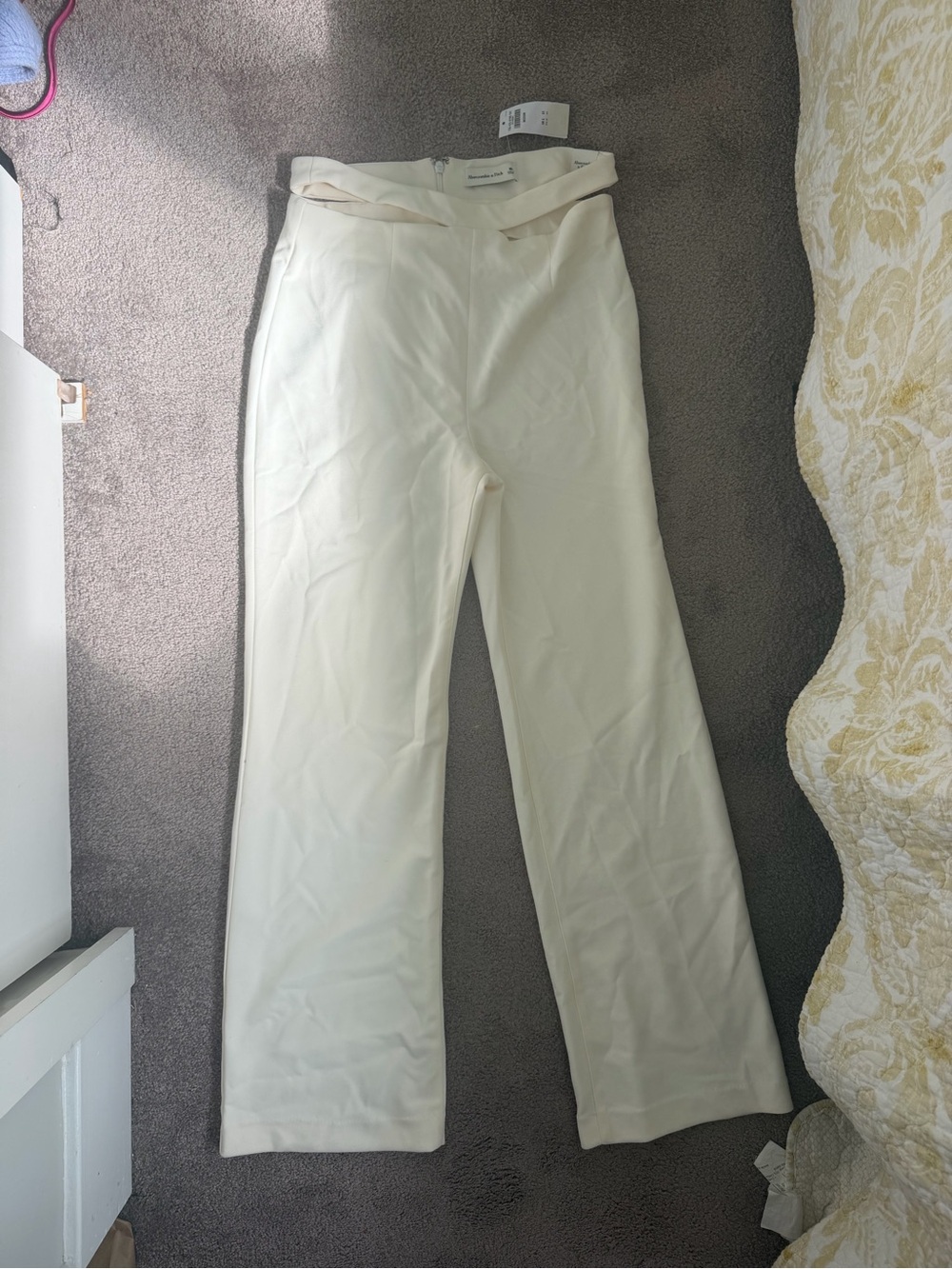 Abercrombie & Fitch Cream Wide-Leg Trousers